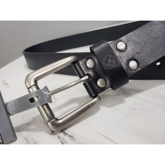 NEW Swiss Gear Belt Solid‎ Black Leather Size XL 40-44 inches Uniform - Picture 3 of 4